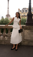 Flared Waistcoat & Pleated Midi Skirt Sets
