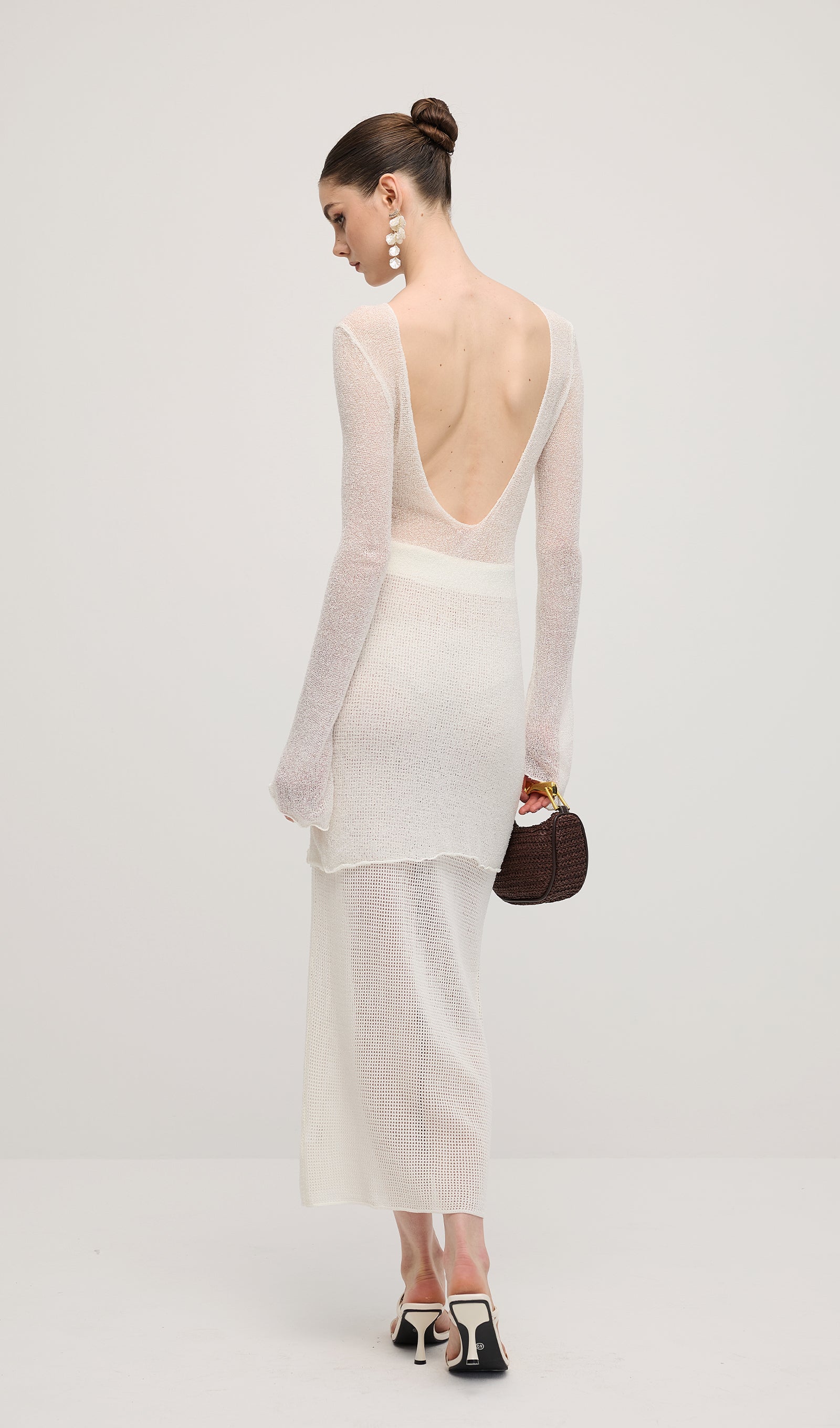 Hollow Out Drawstring Maxi Skirt