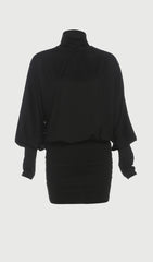 High Neck Backless Mini Dress In Black