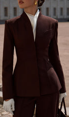 Fitted Jacket With High Collar & Maxi Pants