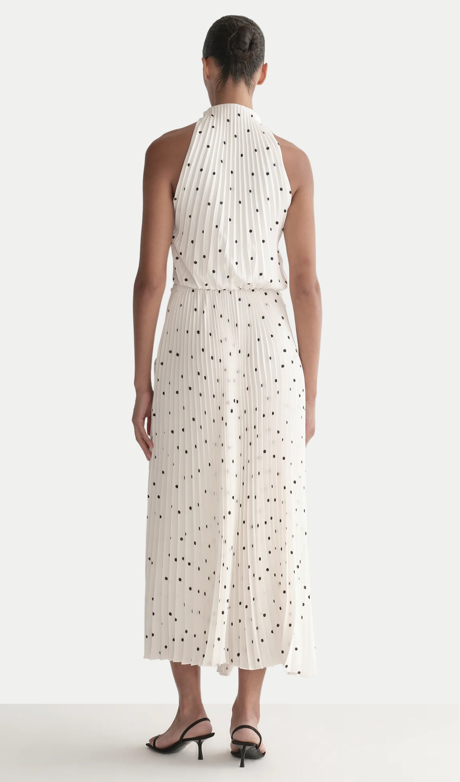 Polka Dot Pleated Midi Dress