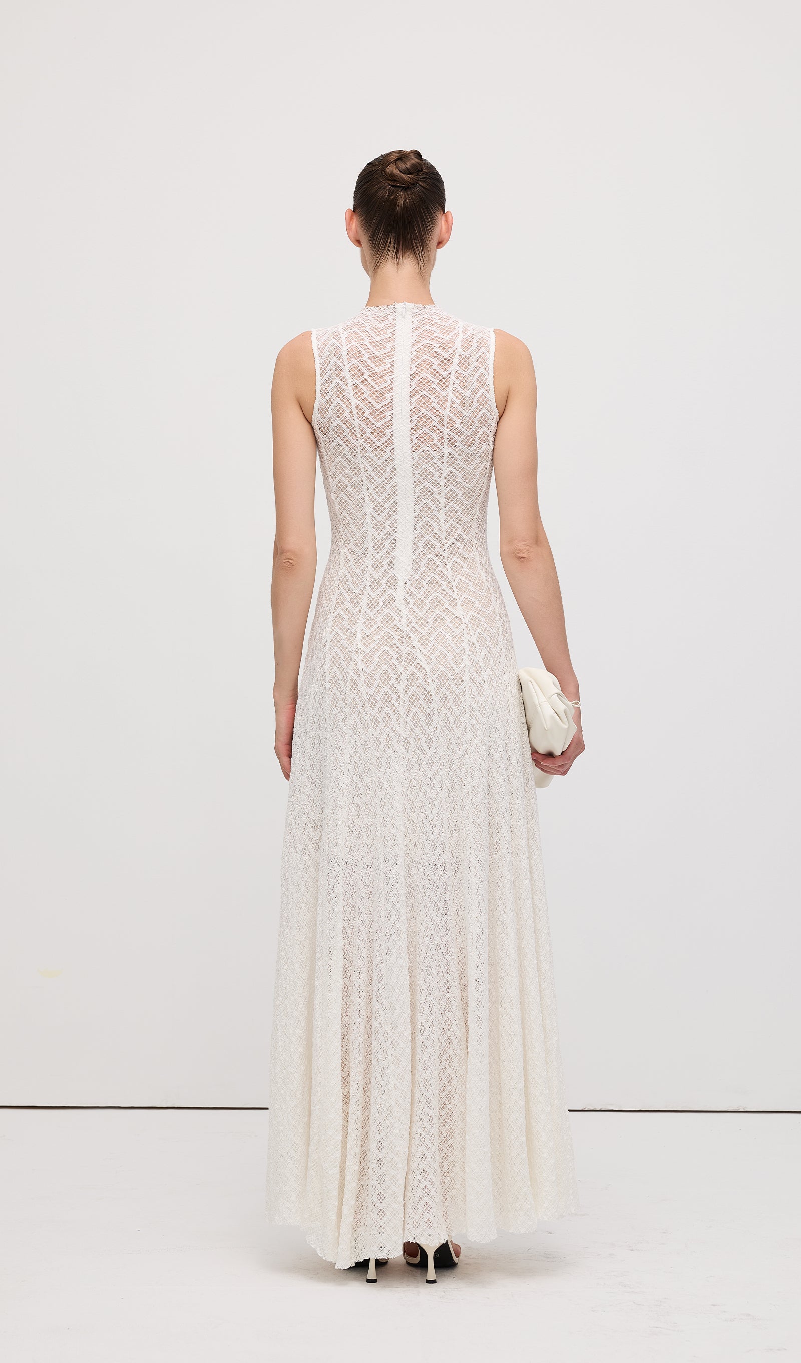 Solid Pointelle Sleeveless Maxi Dress