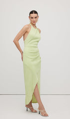 Solid Ribbed Halter Maxi Dress