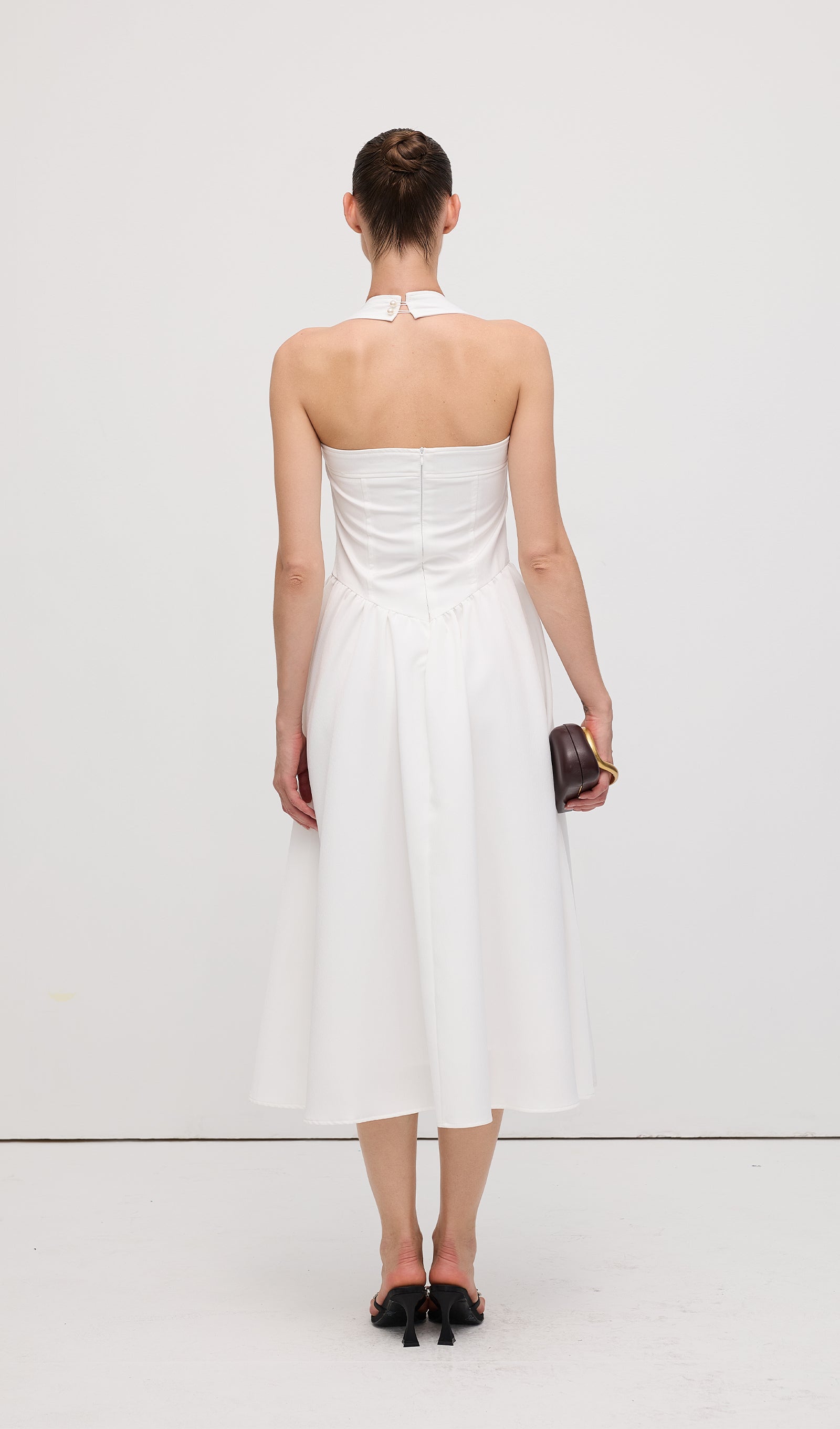 Solid Halter Midi Dress