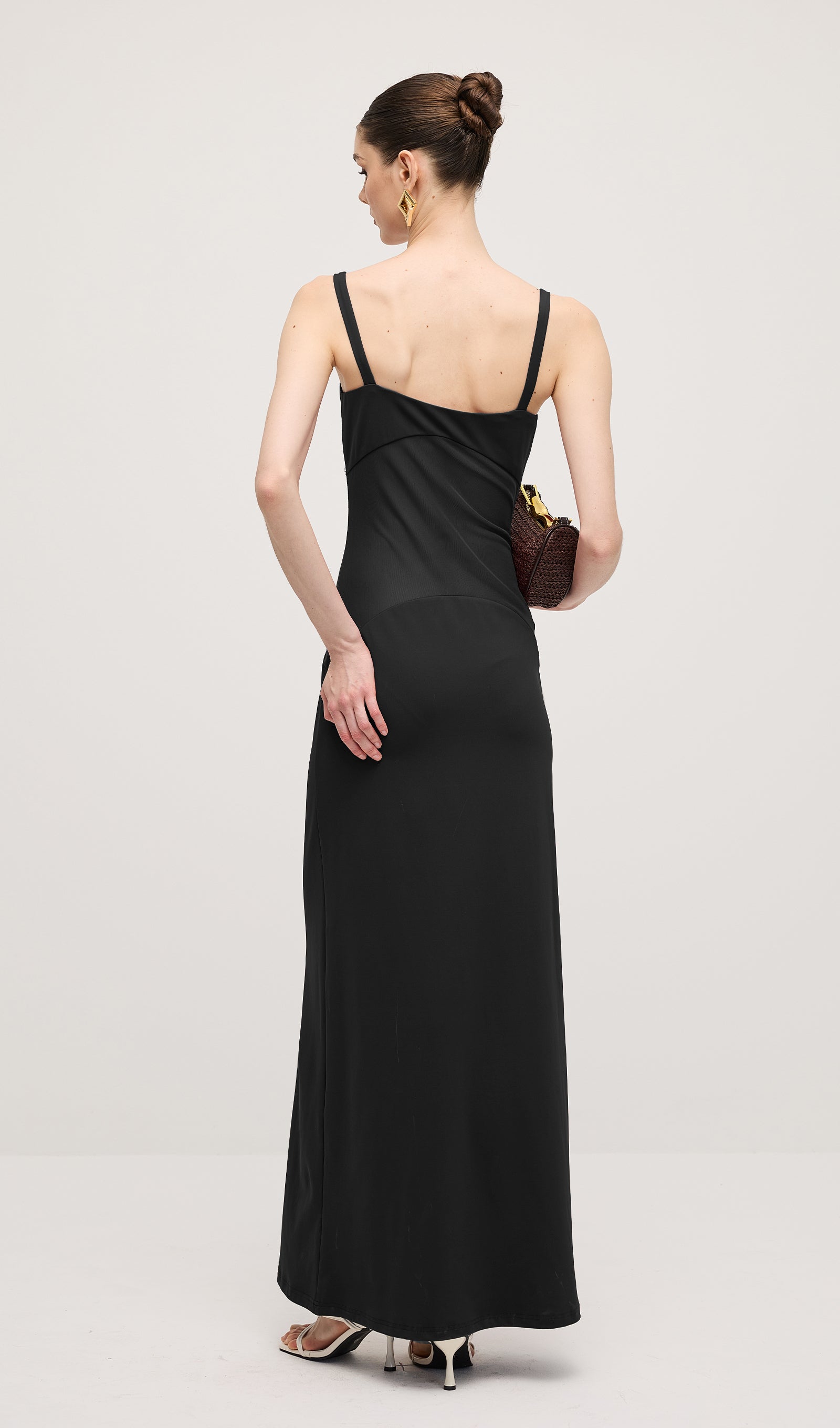 Sheer Knit Curve Maxi Dress In Black