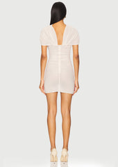 Solid Cut Out Sheer Mesh Mini Dress