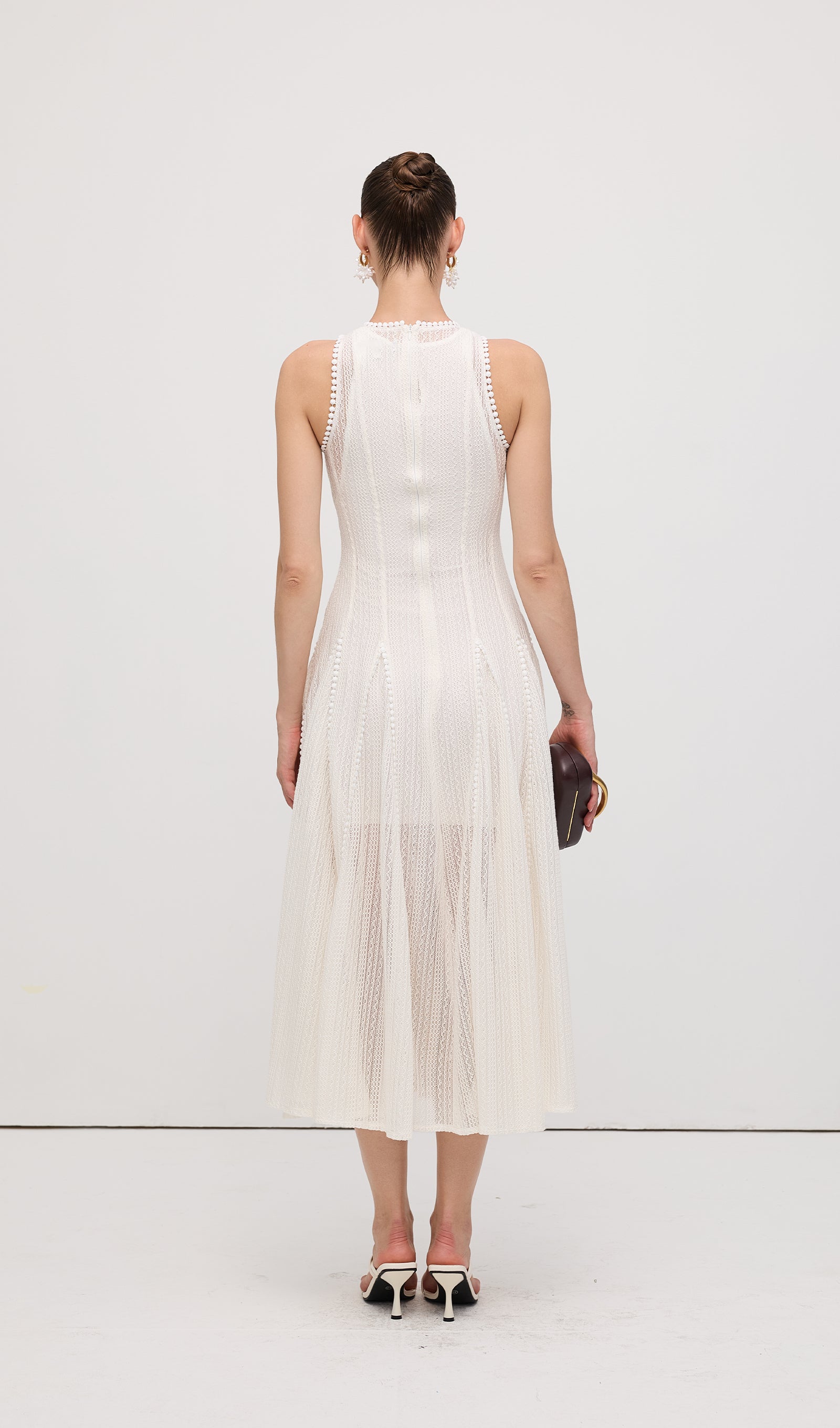 Semi Sheer Lace Sleeveless Maxi Dress