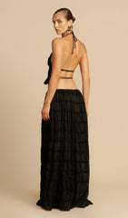 Halter Top & Ruched Detail Maxi Skirt Sets