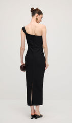 One Shoulder Rose Bodycon Maxi Dress