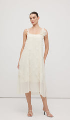 Sleeveless Embroidered Flower Midi Dress