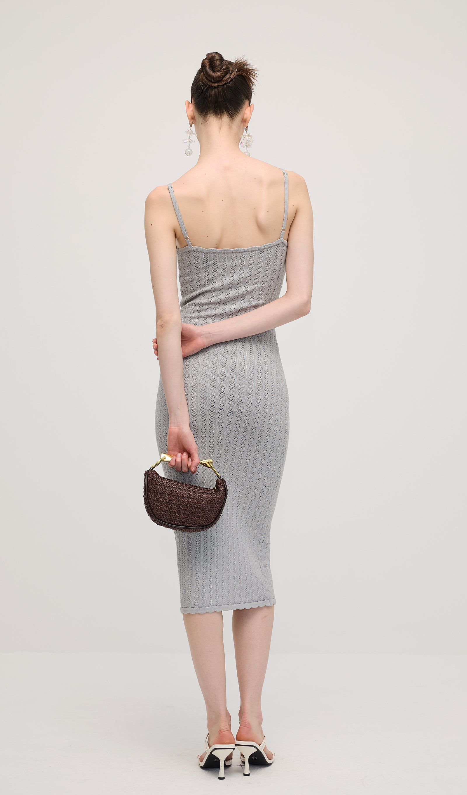 Solid Sleeveless Knit Midi Dress In Haze Blue