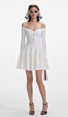 Off Shoulder Ribbed Knit Mini Dress
