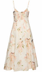 Printed Linen Midi Dress