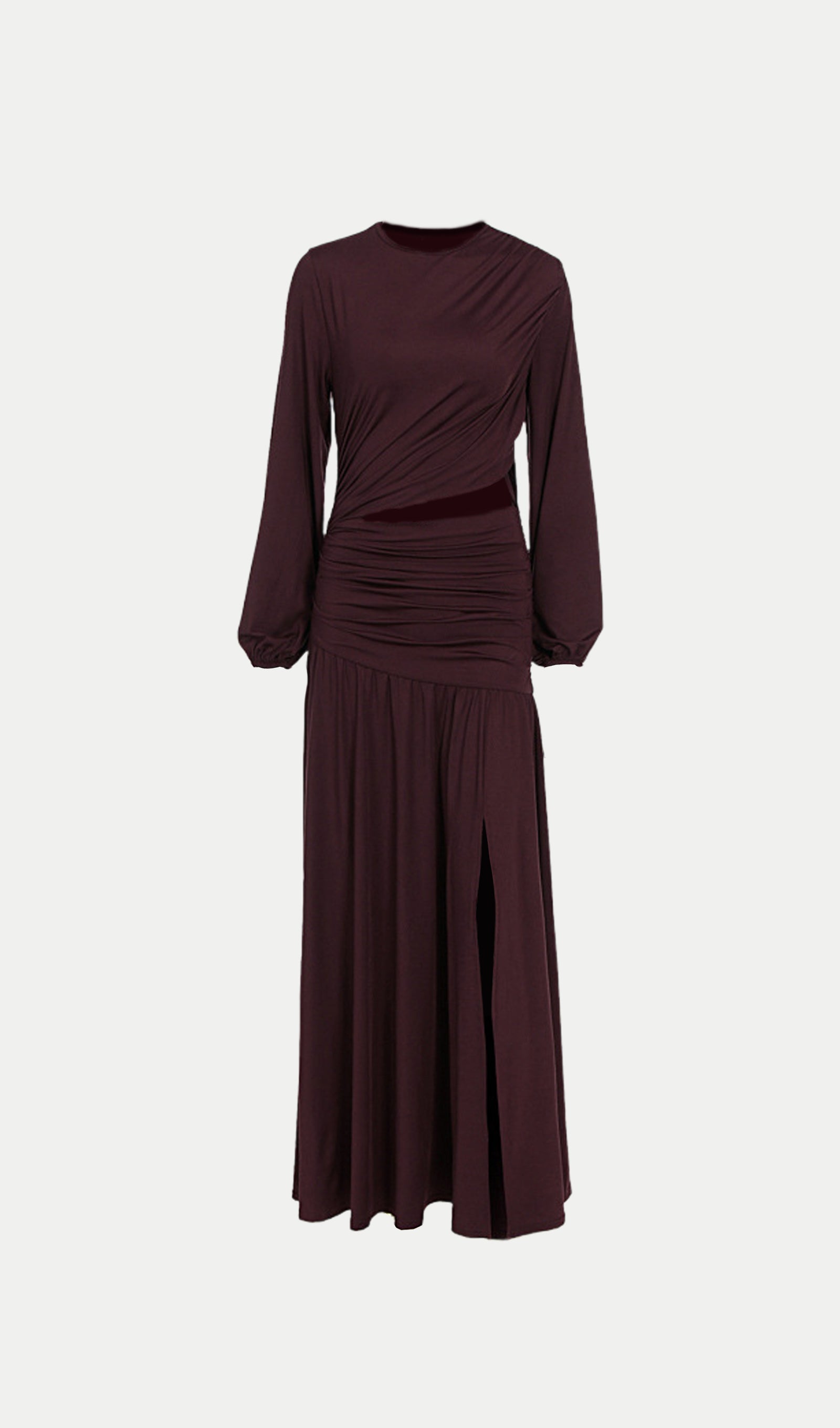 Long Sleeve Hollowed-Out Pleated Midi Dress