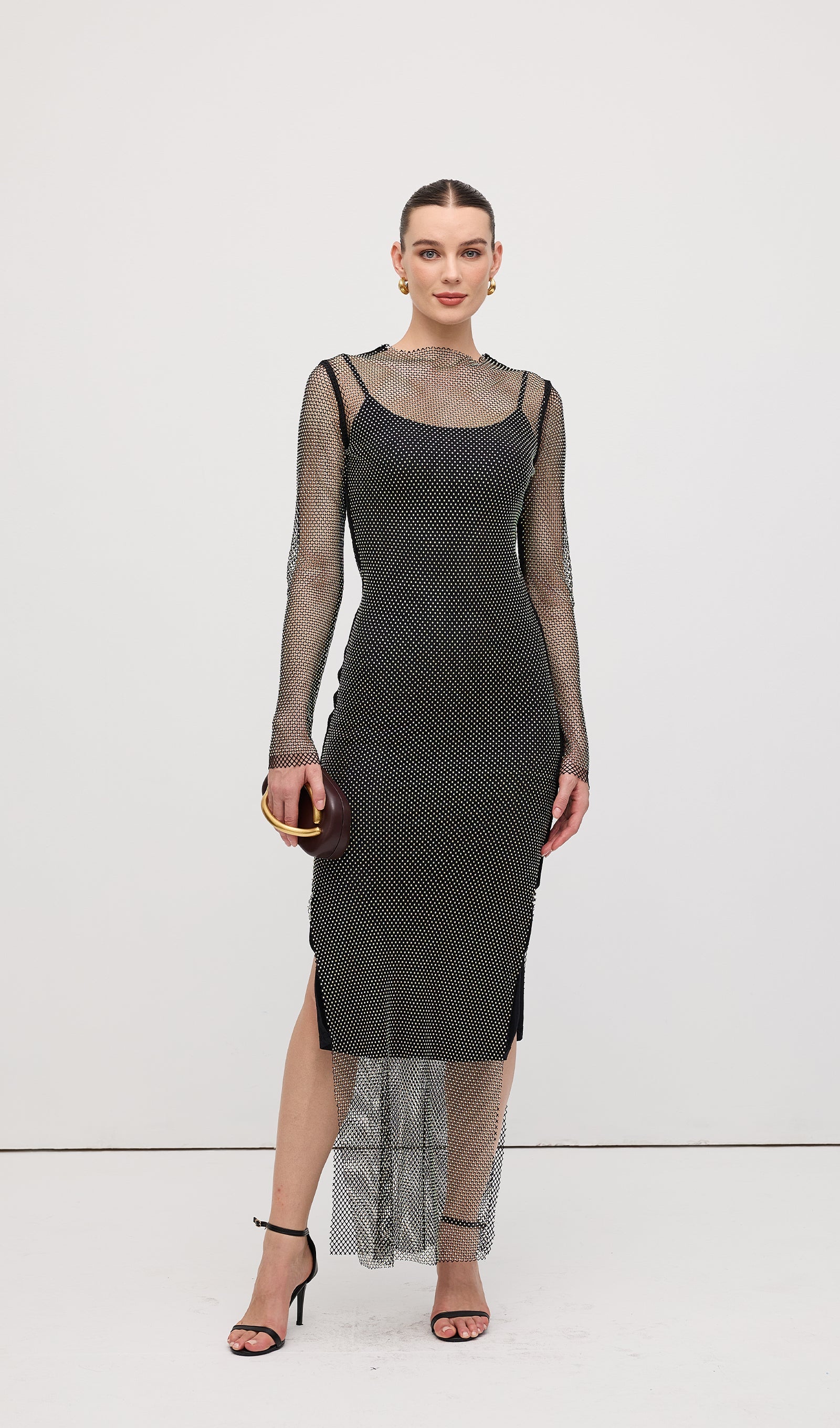 Mesh With Monochrome Maxi Dress