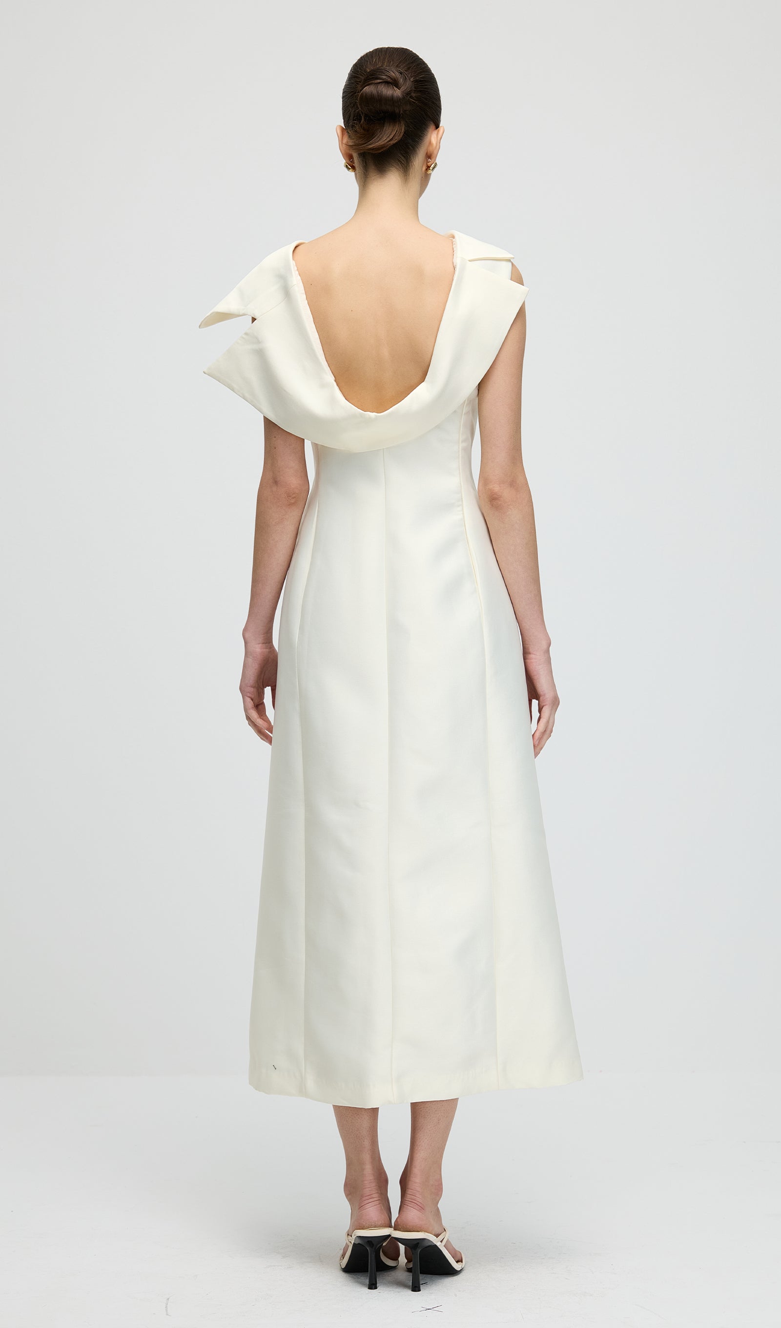 Asymmetrical Neckline Slit Midi Dress