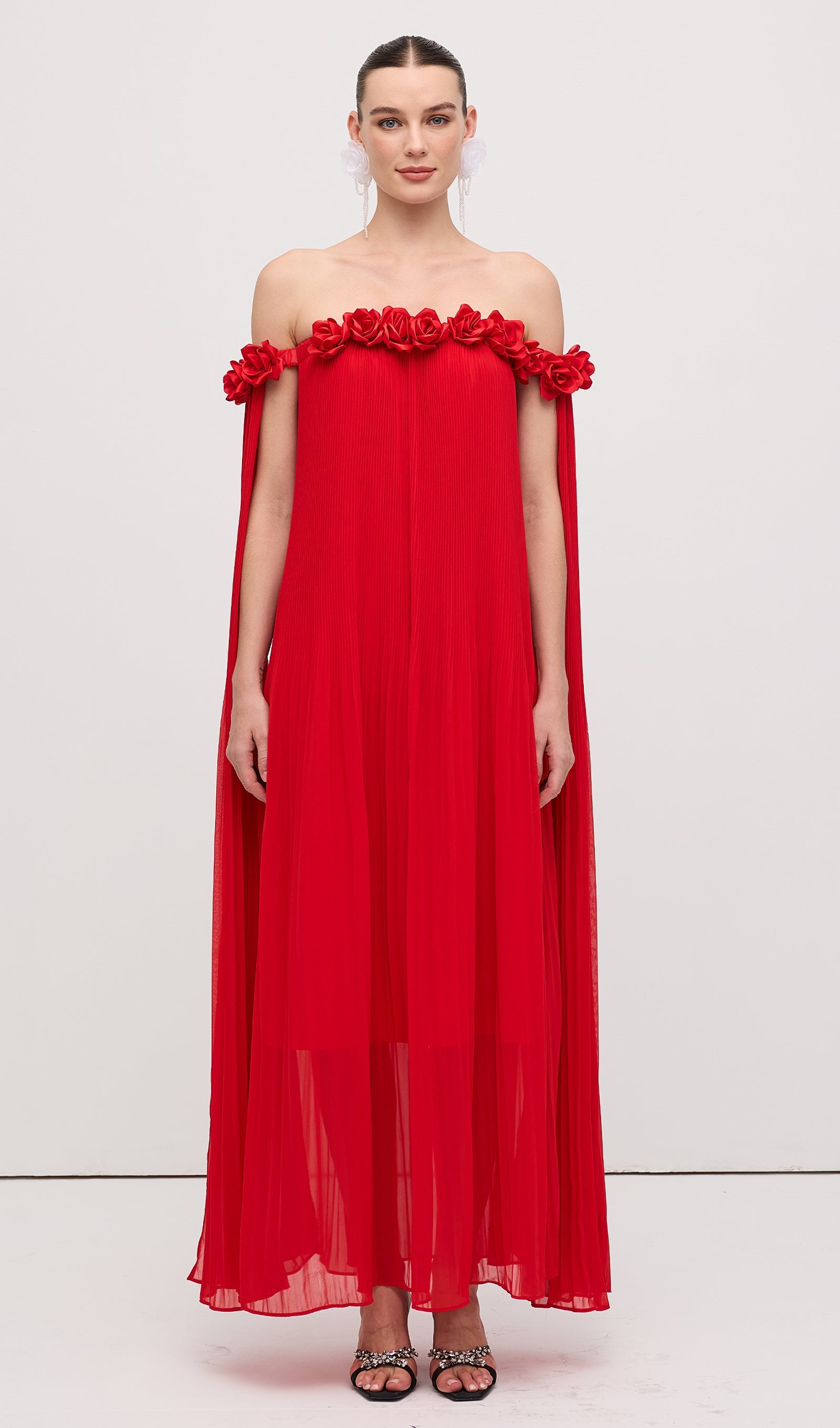 Off Shoulder Draped Maxi Dress