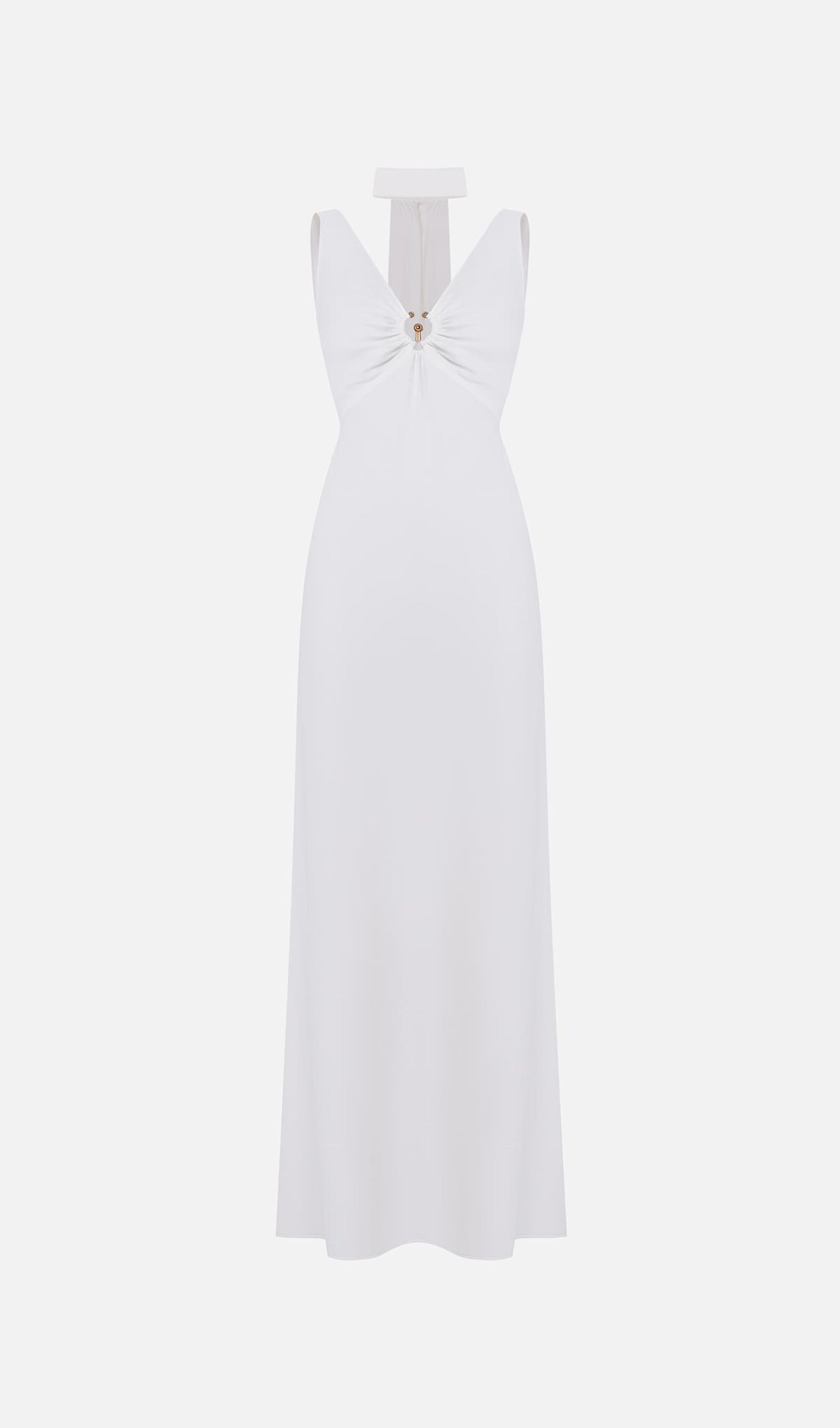 Fitted V Neck Maxi Dress