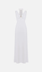 Fitted V Neck Maxi Dress