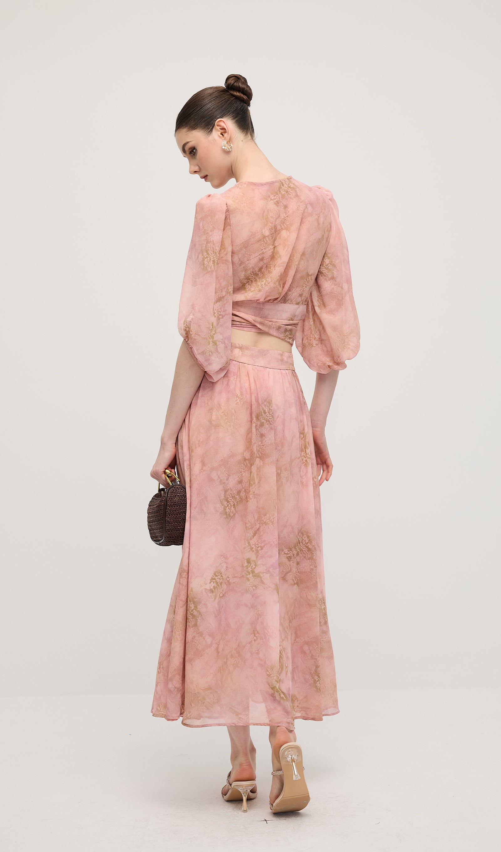 Floral Knot Cut Out Midi Dress Sets