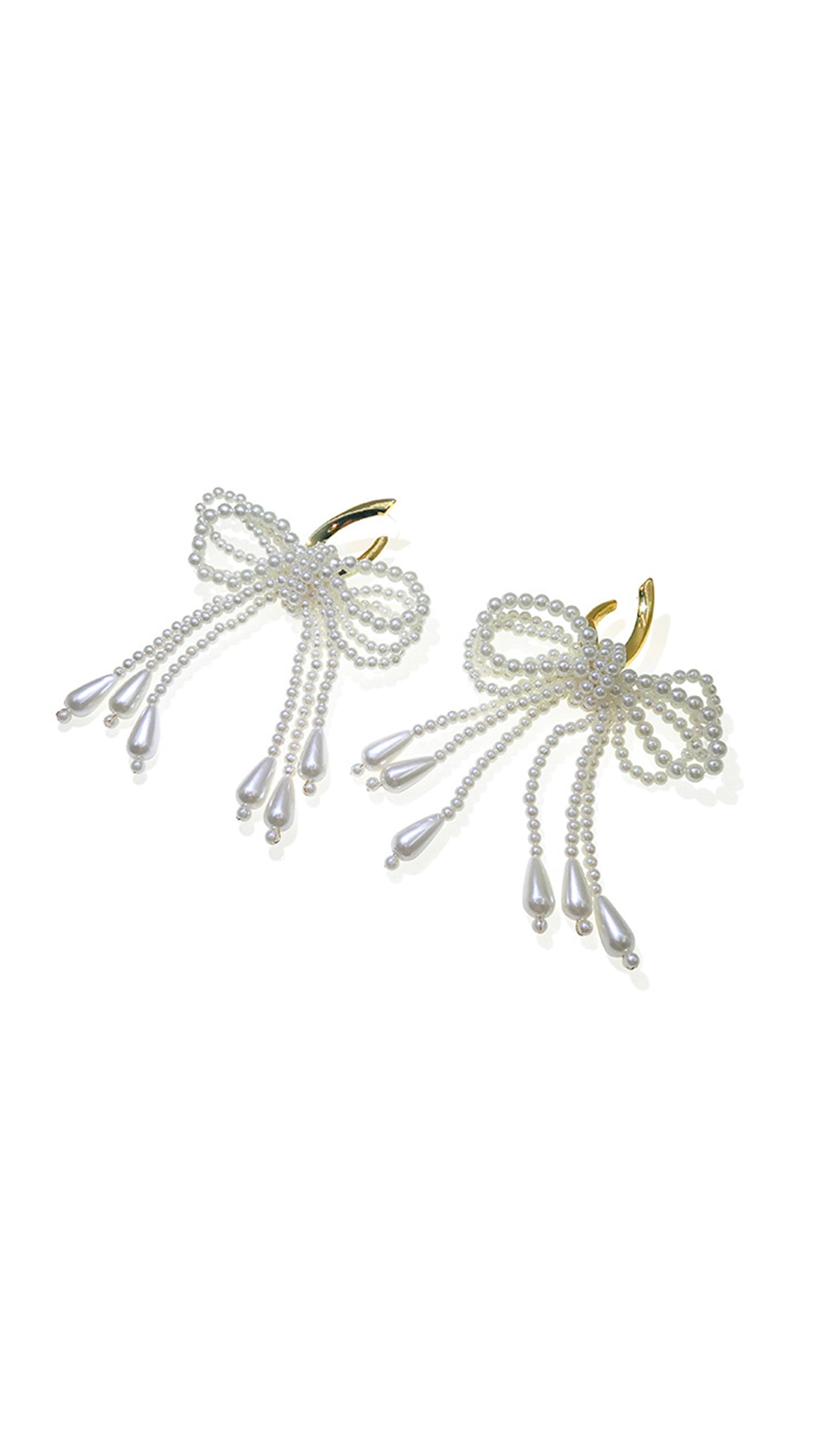 Pearl Bow Dangle Drop Hoop Earrings
