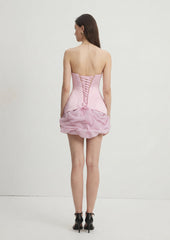Strapless Tie-Up Tulip Mini Dress