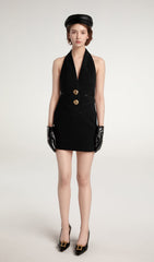 Halter Suit Mini Dress In Black
