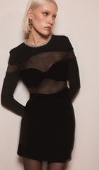 Mesh Panels Mini Dress