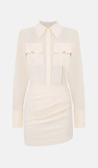 Lapel Collar And Draped Set Mini Dress
