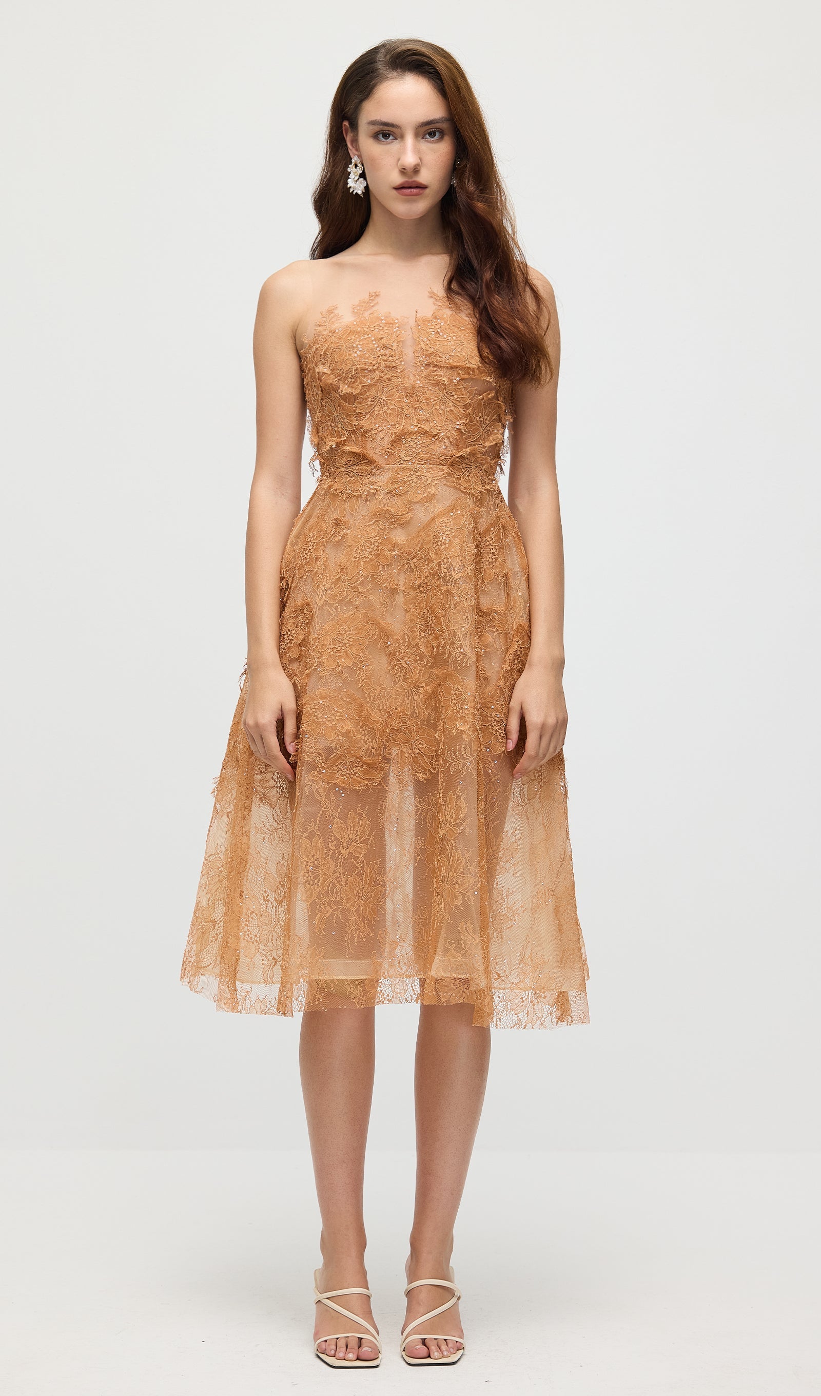 Sleeveless Embroidered Sequin Midi Dress