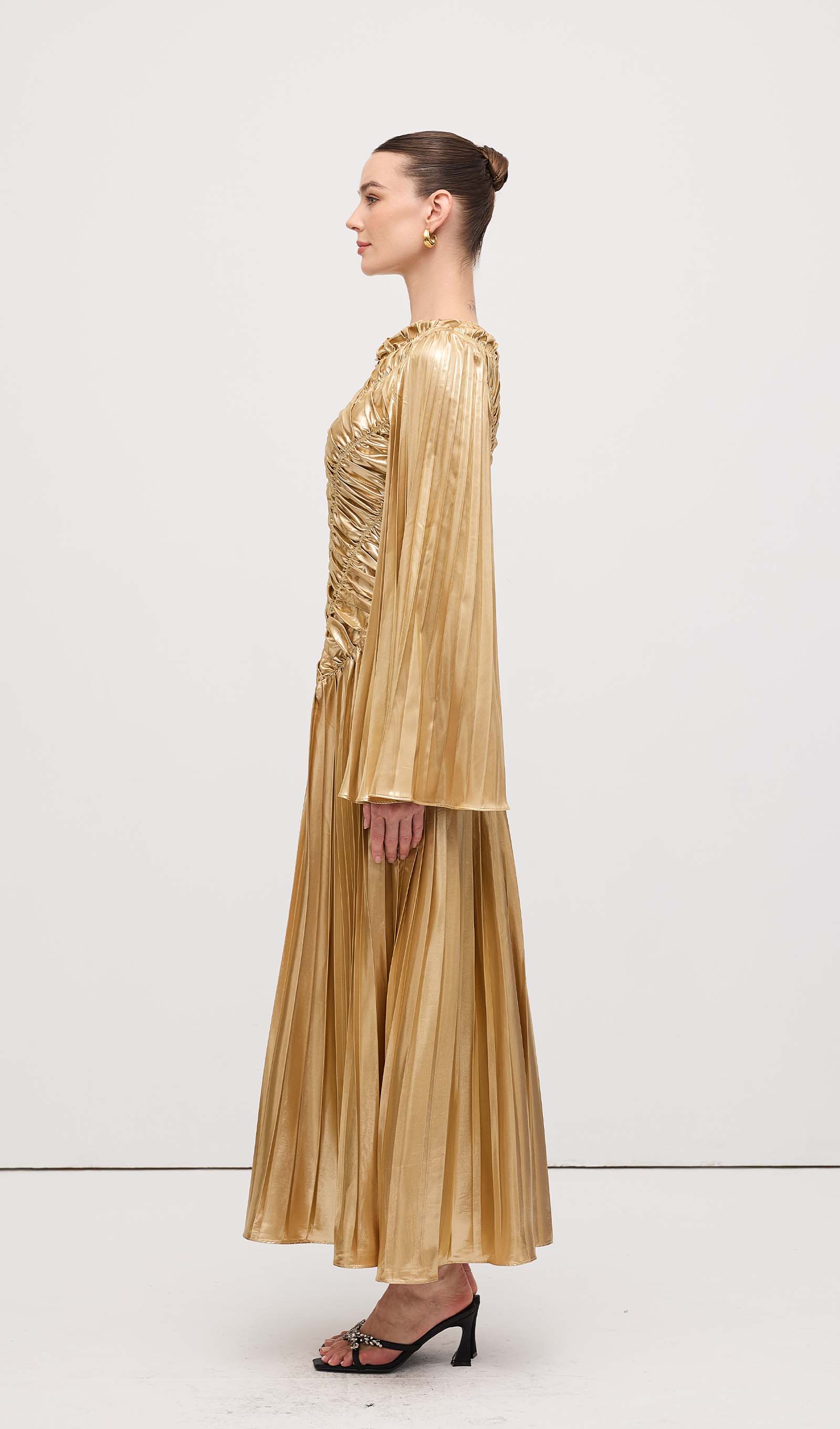 Metallic Maxi Dress Gold