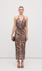 Halter Rhinestone Maxi Dress