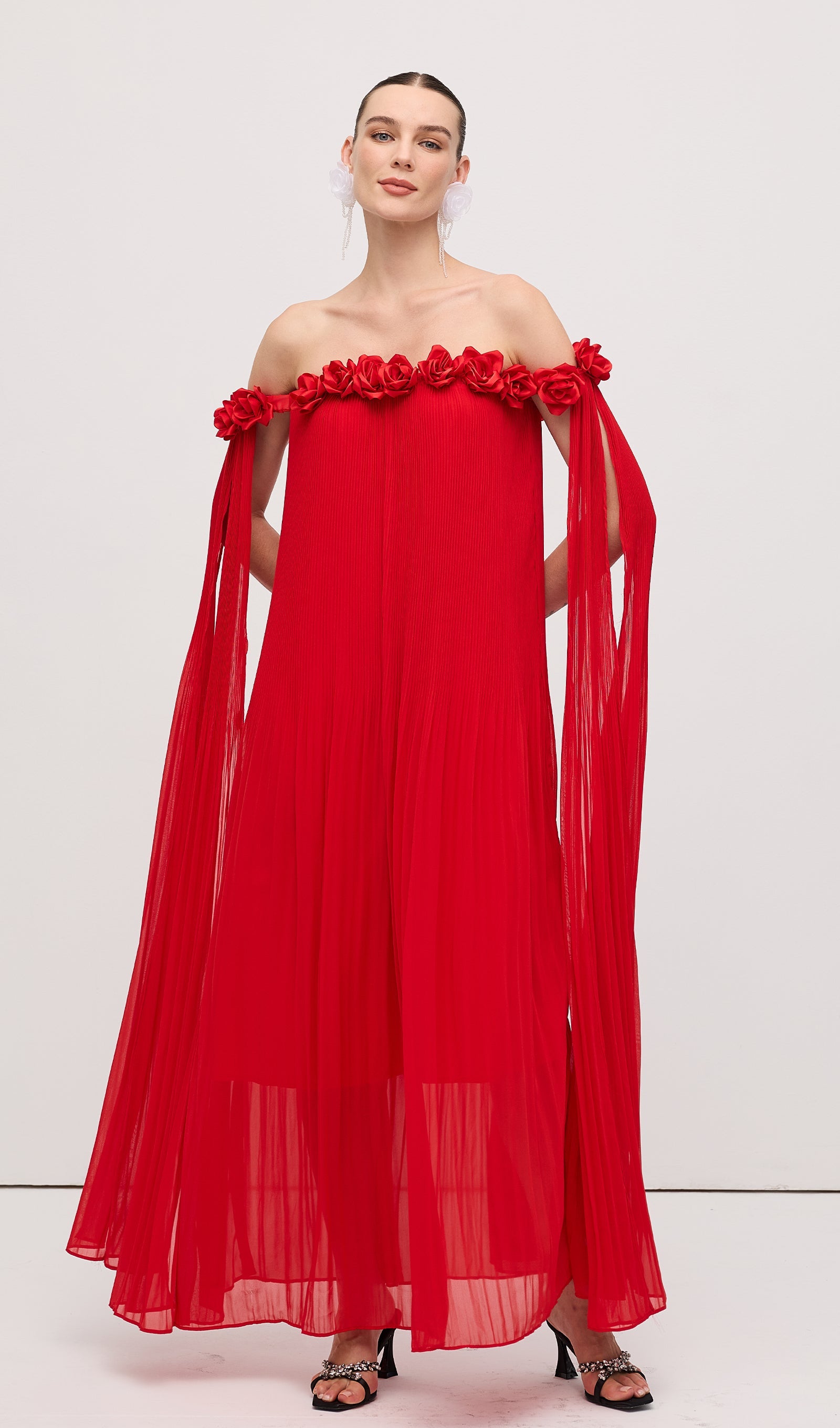 Off Shoulder Draped Maxi Dress