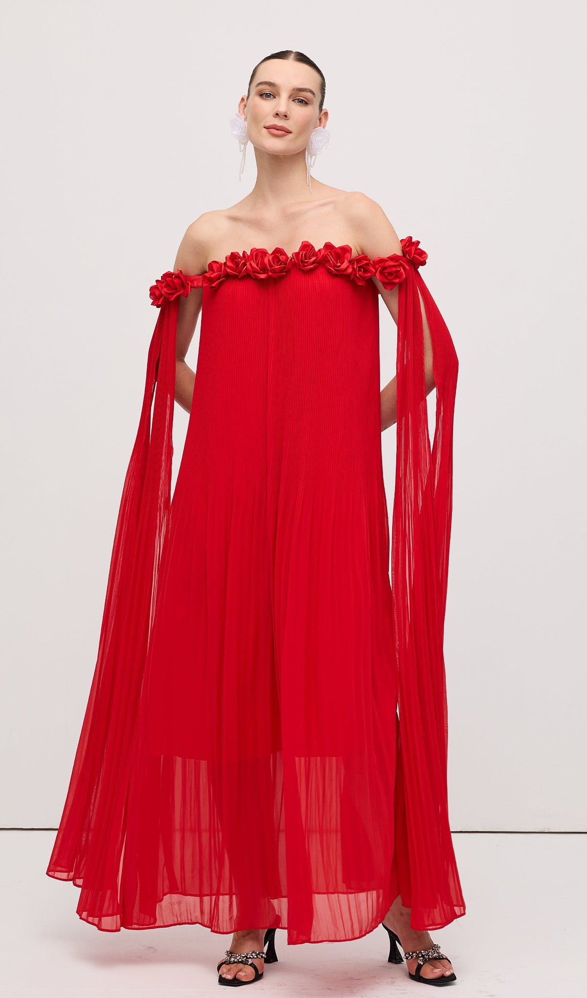 Off Shoulder Draped Maxi Dress