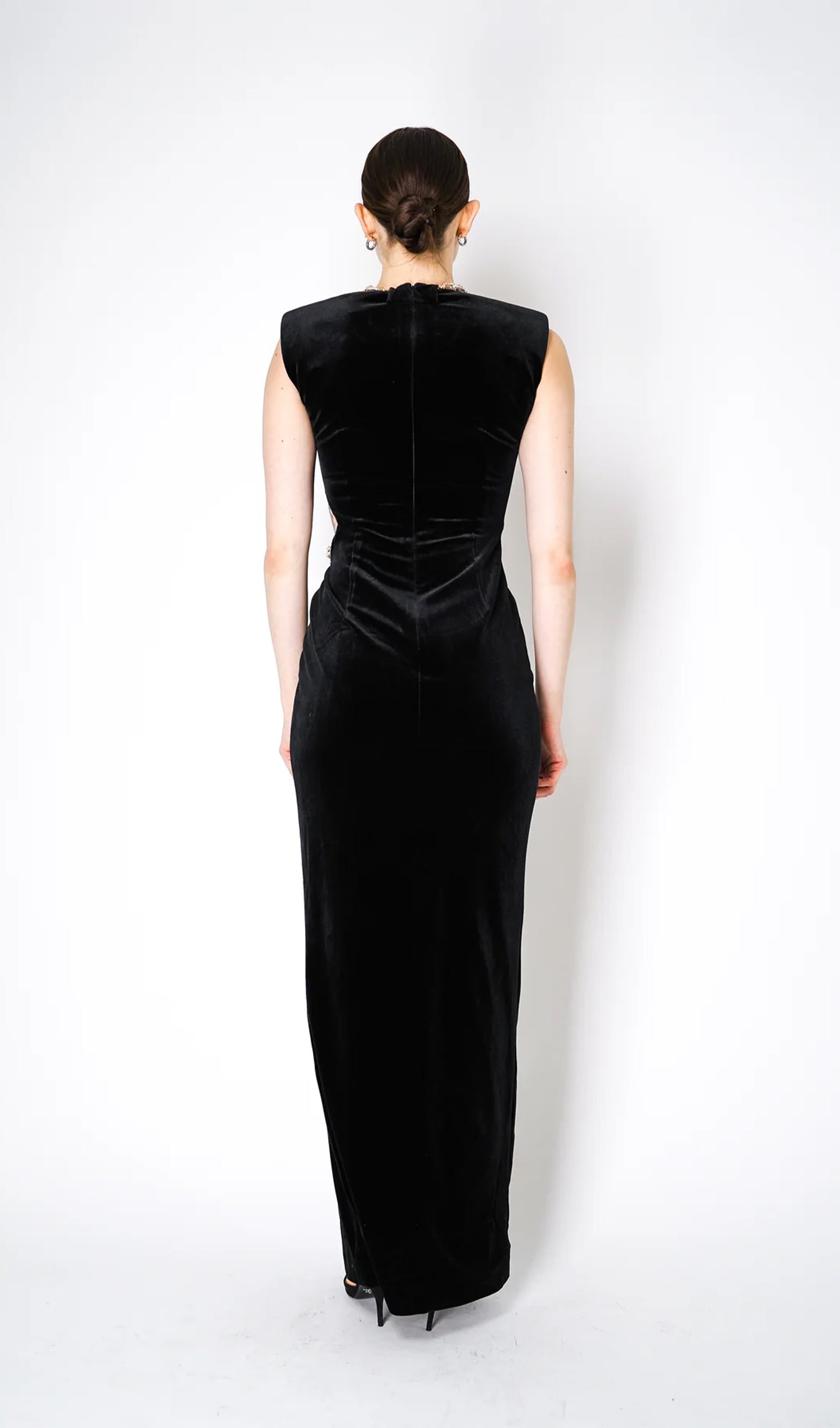 Embellished Velvet Split Maxi Dress