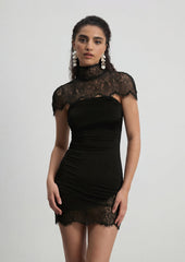 Lace Trimmed Strapless Mini Dress Set