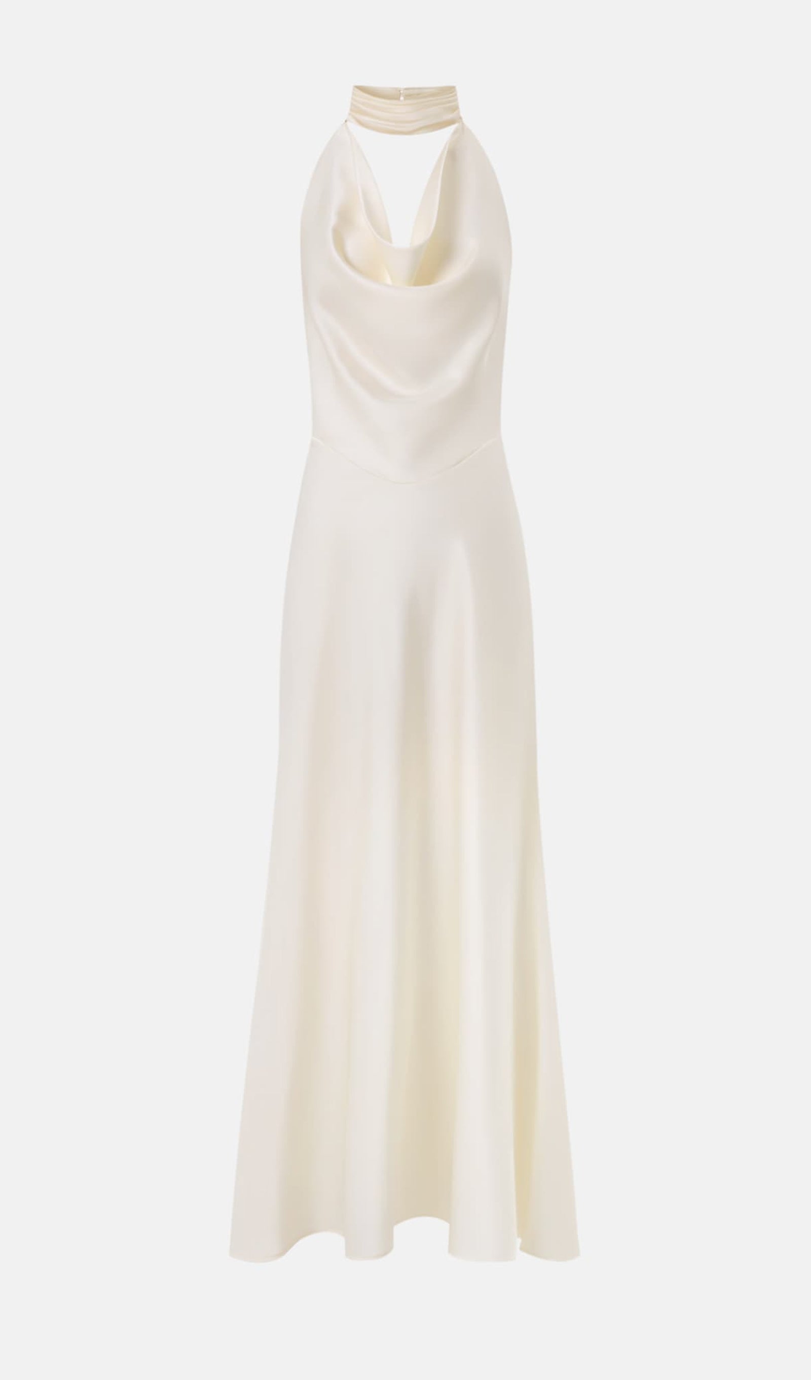 Satin Pearl Decor Maxi Dress In White