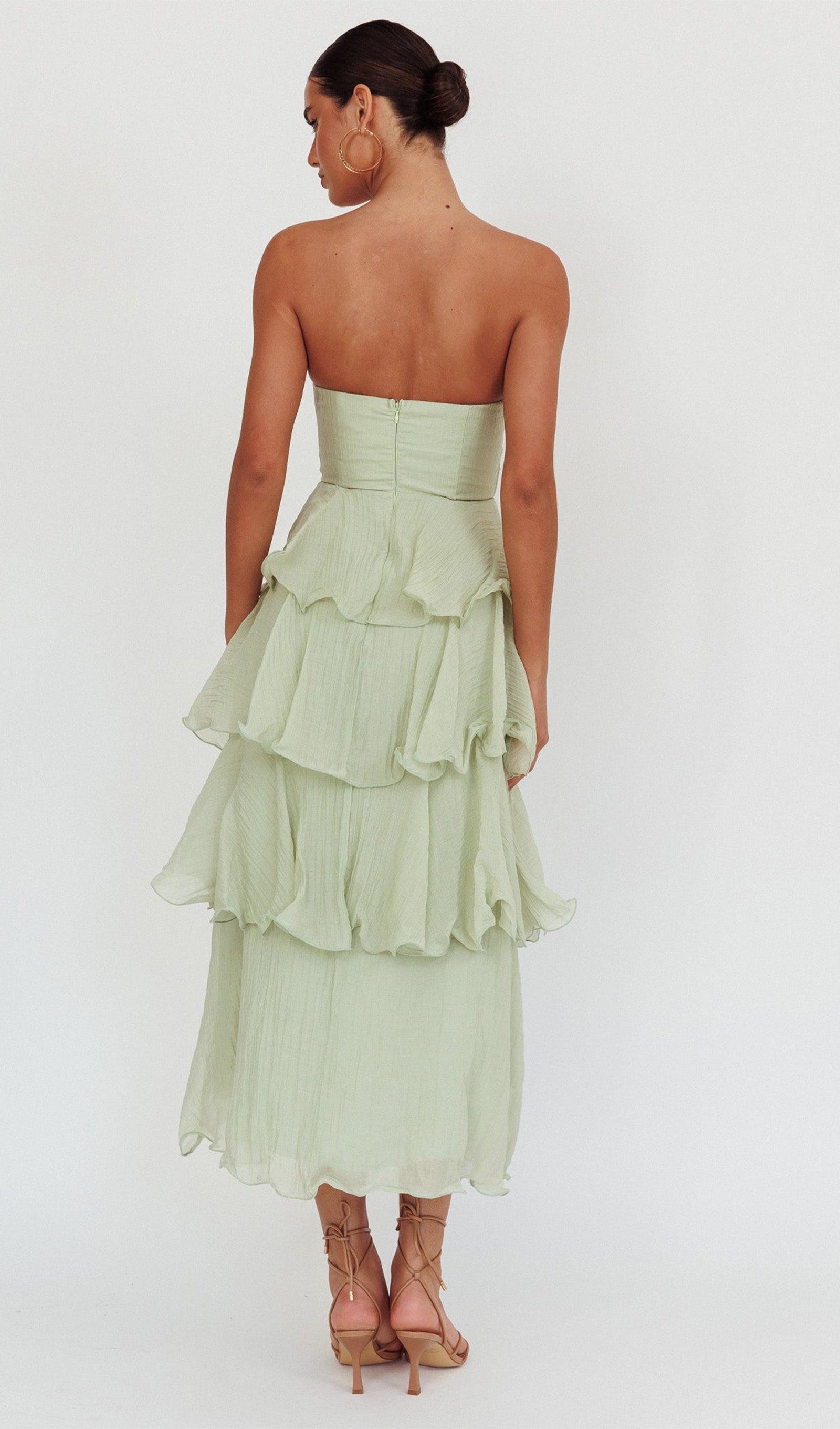Strapless Layered Midi Dress
