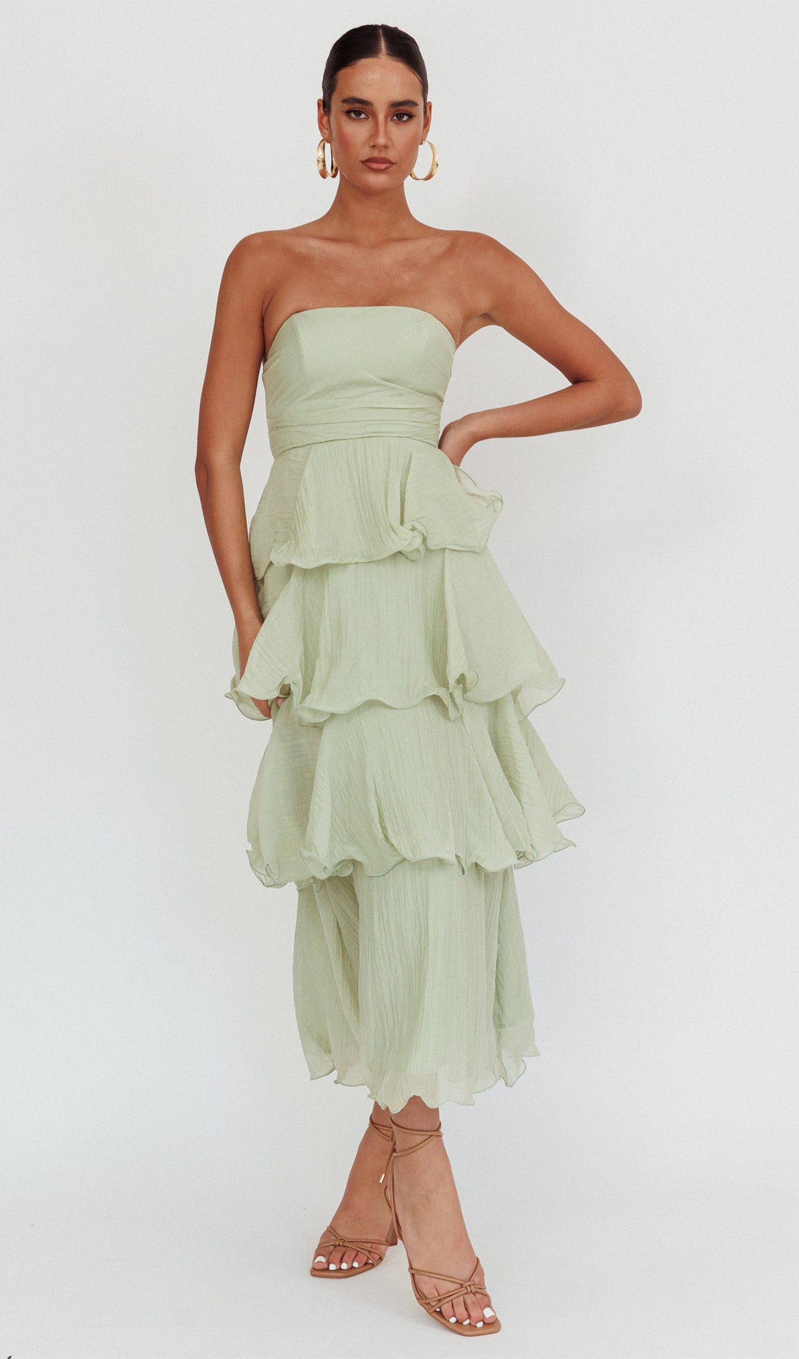 Strapless Layered Midi Dress