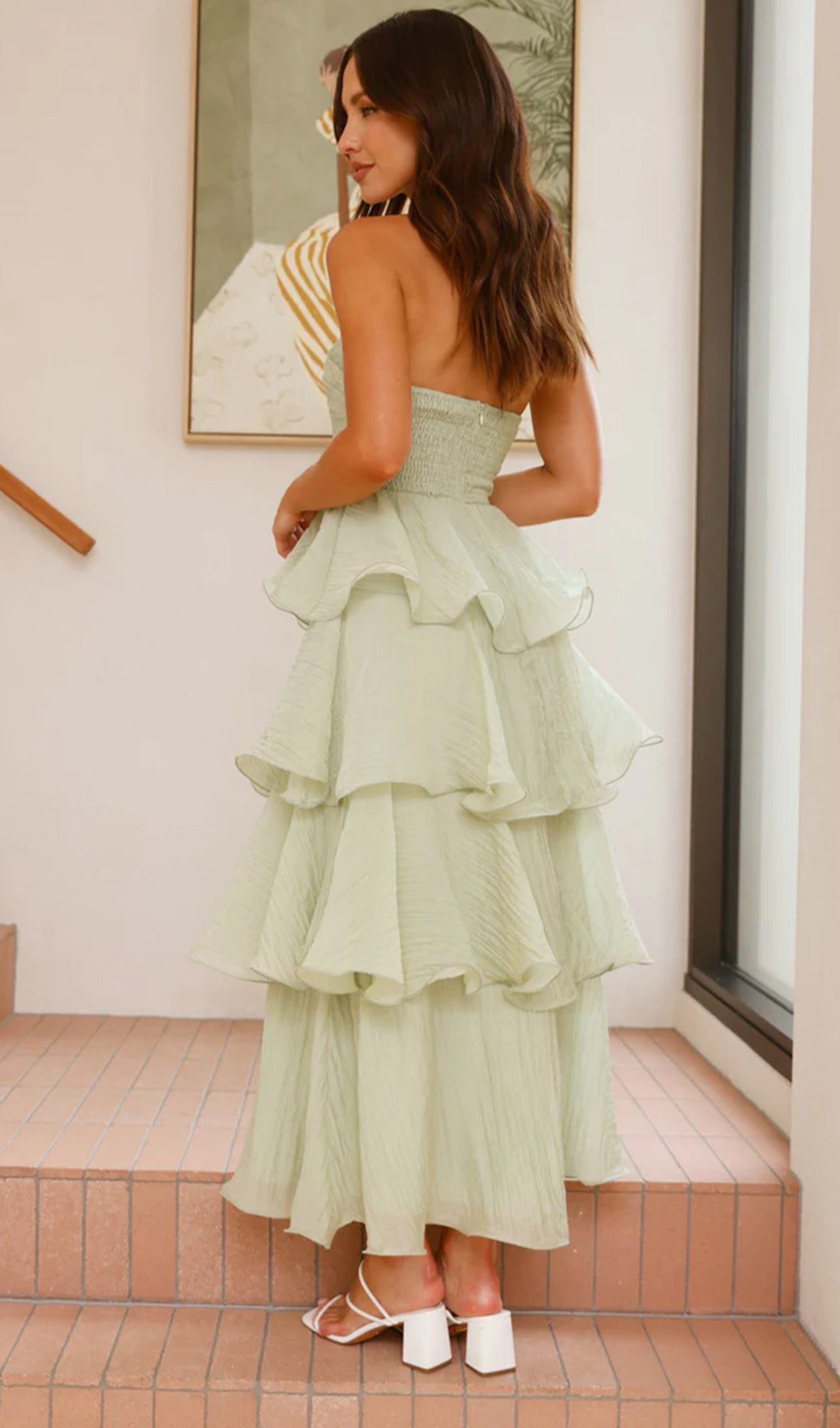 Strapless Layered Midi Dress