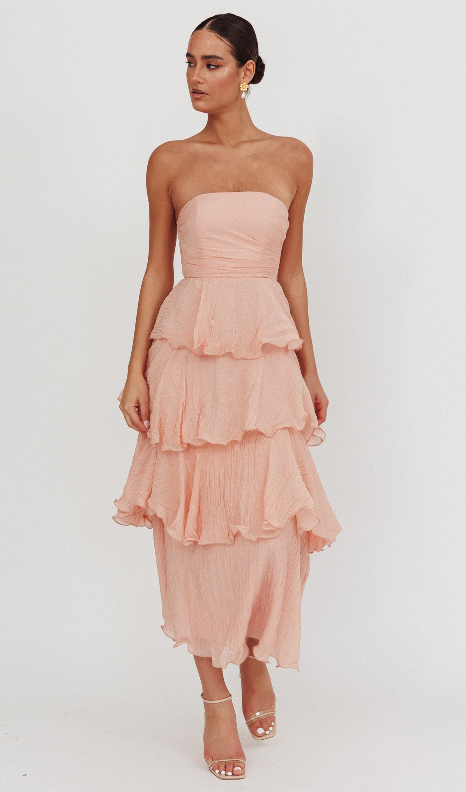 Strapless Layered Midi Dress