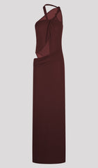 Knotted Mesh Maxi Dress In Mahogany