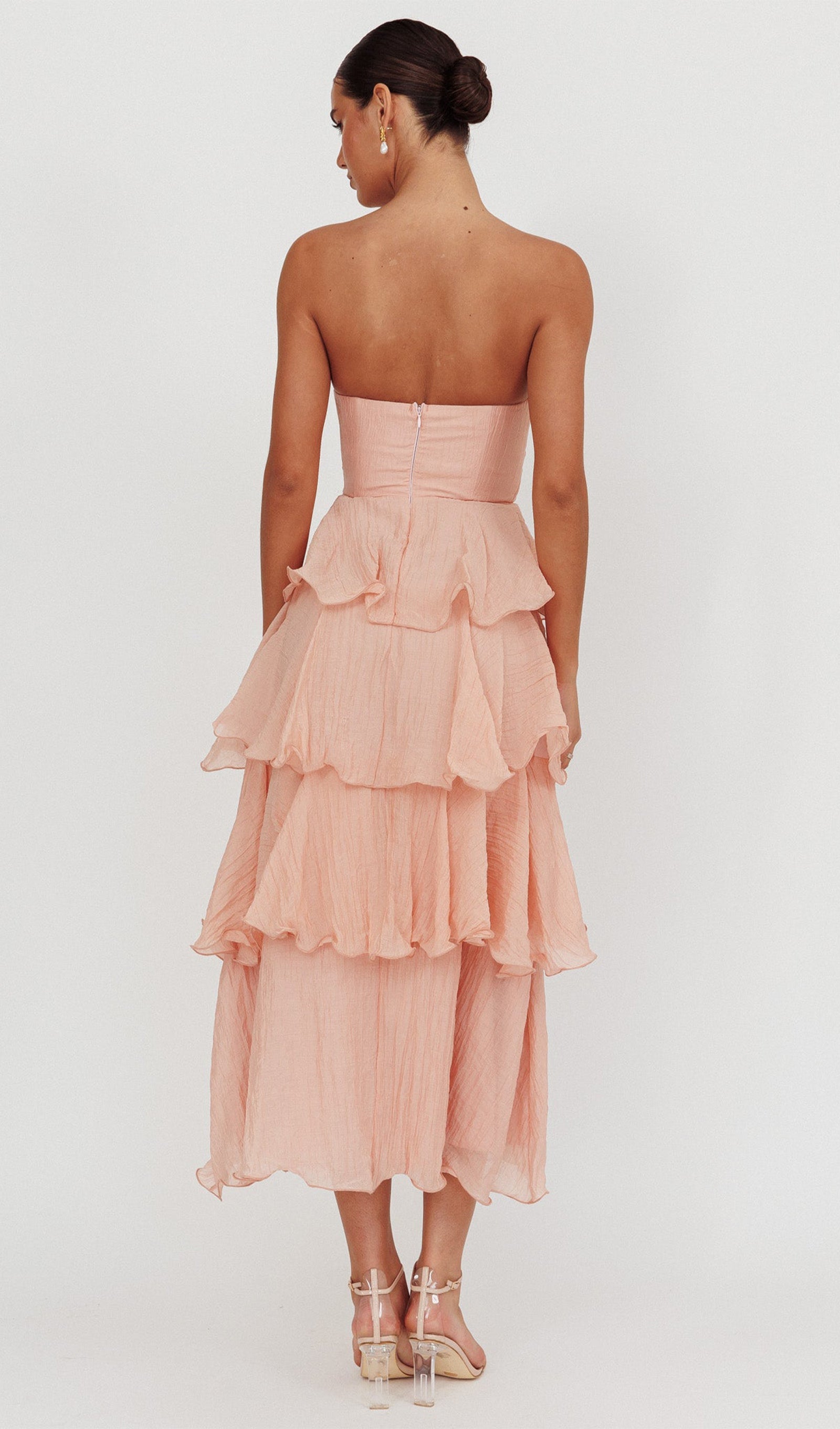 Strapless Layered Midi Dress