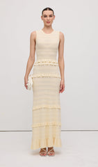 Solid Ruffled Knit Maxi Dress