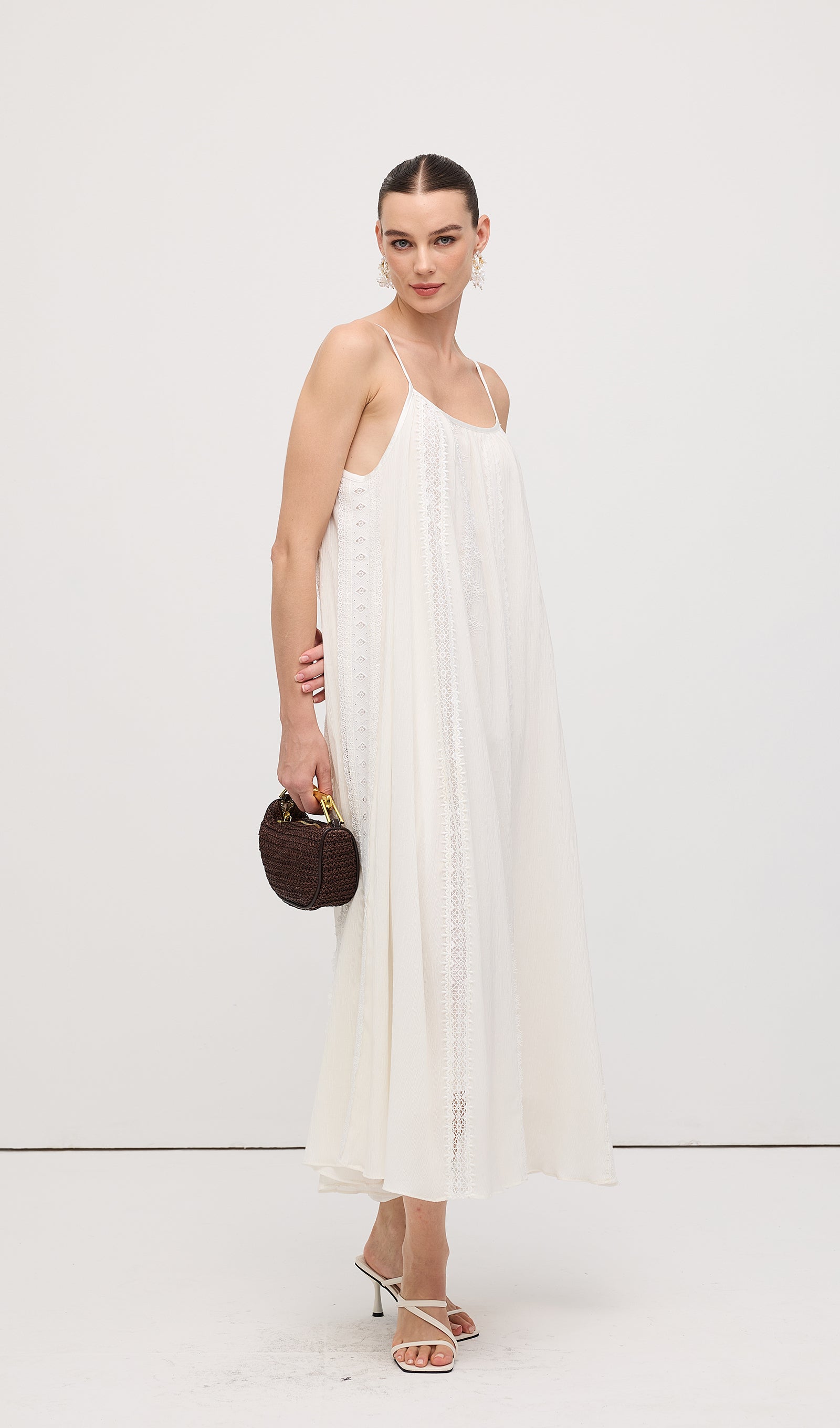 Embroidered Cotton And Linen Midi Dress