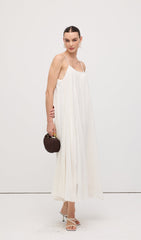 Embroidered Cotton And Linen Midi Dress