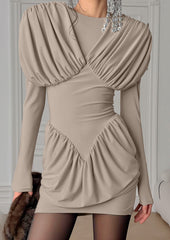Ruched Long Sleeve Mini Dress