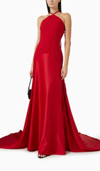 Halter And A Fluid Floor-Length Maxi Dress