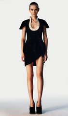 Solid Velvet U Neck Mini Dress