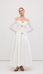 Off Shoulder Panelled Maxi Dress